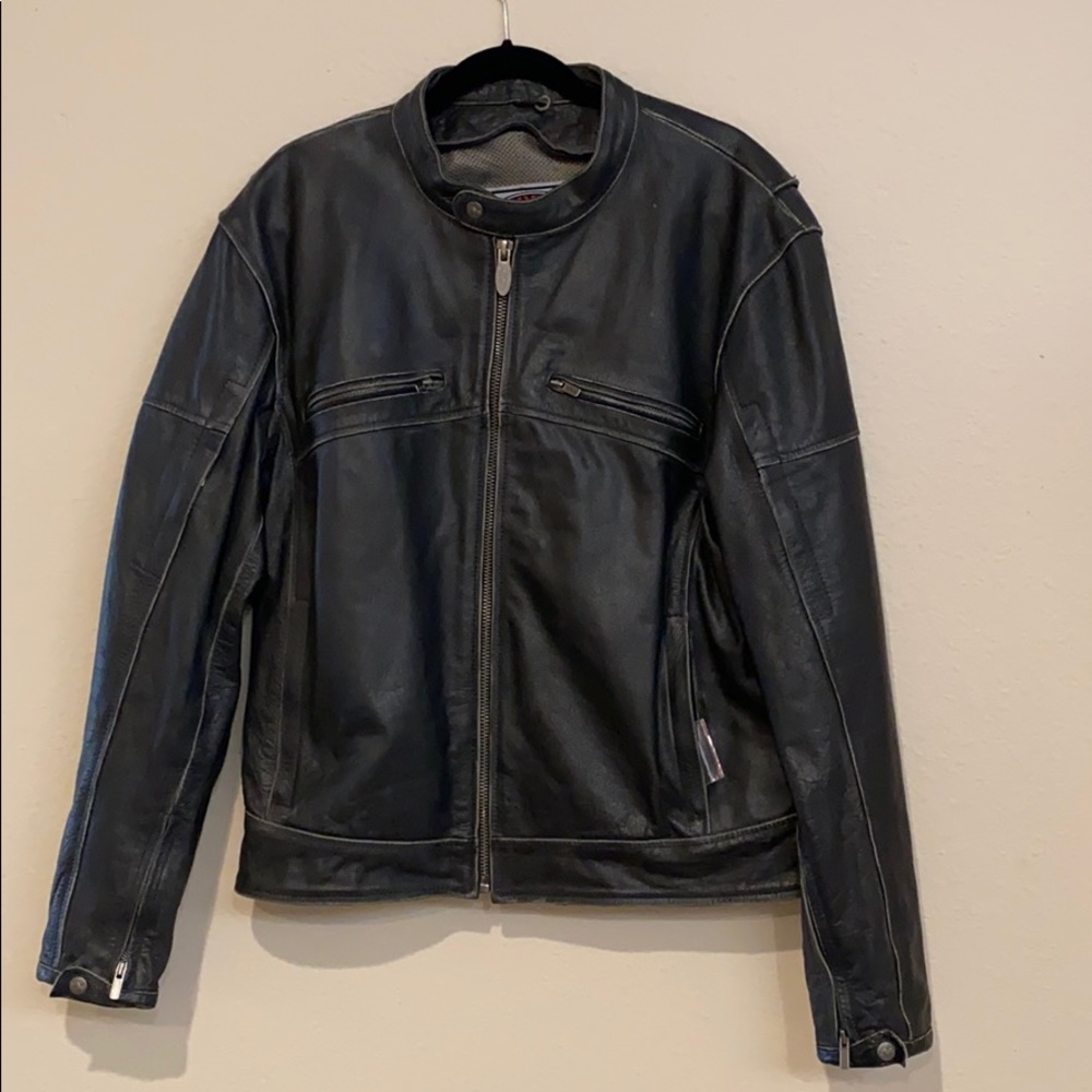 River Road Buffalo Leather Motorcycle Jacket